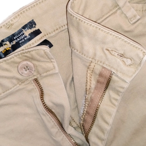 Lee Relaxed Fit Women's Chinos Mid Rise Straight Leg Khaki Pants Size 16 Short - Picture 4 of 8